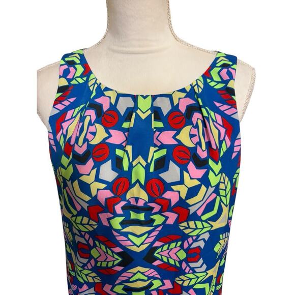 Mara Hoffman Blue Green Red Printed Sleeveless Keyhole Mini Dress - 8 - Picture 4 of 10